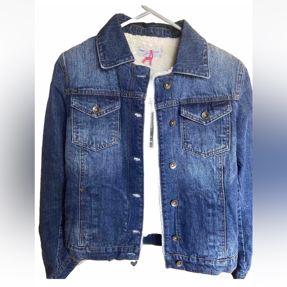 Cristina Gavioli , Denim Jacket With Cotton Sherpa.   Size 4 - Picture 1 of 5